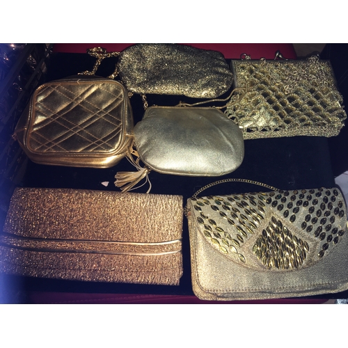 100W - LOVELY COLLECTION OF VINTAGE HANDBAGS IN GOLD