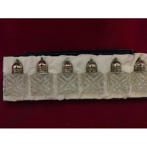 121 - Box set of 6 glass salt pots