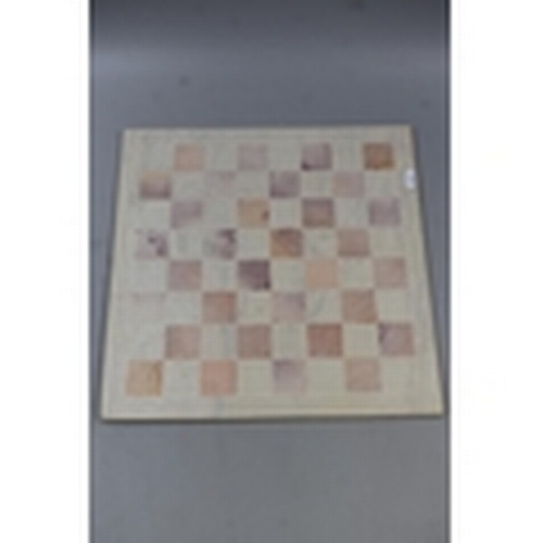 40 - STUNNING Marble Chess Set With Pink and White Marble. Complete Set. Board Measures 14 Inches Square ... 