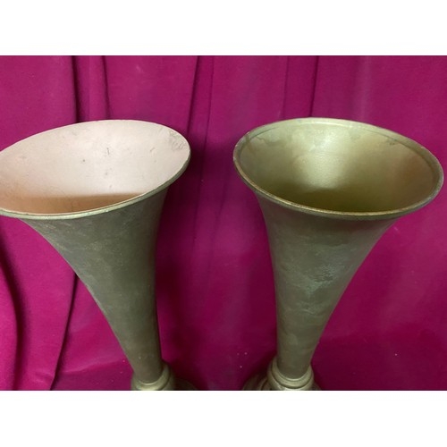 119 - NICE Pair of gilded terracotta trumpet vases 62cms tall