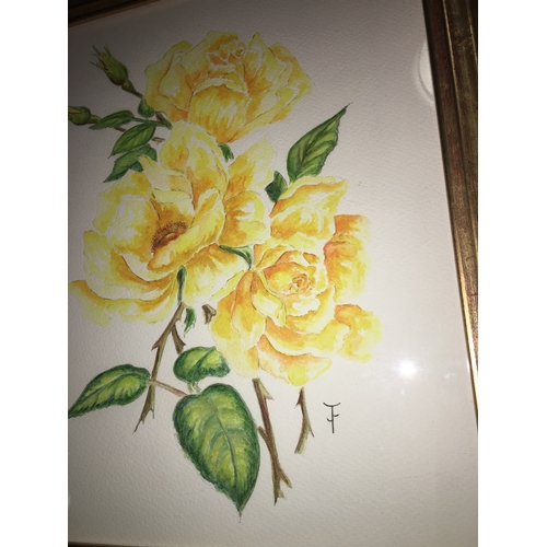 9 - VERY NICE Framed and Glazed Pastel Painting Depicting Yellow Roses signed by artist James Fitzsimmon... 