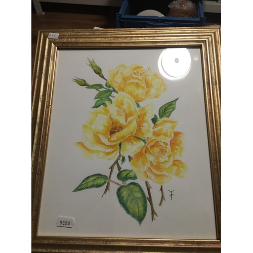 9 - VERY NICE Framed and Glazed Pastel Painting Depicting Yellow Roses signed by artist James Fitzsimmon... 