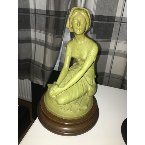 100 - LOVELY FIGURINE ON PLINTH SIGNED DELAMAIN