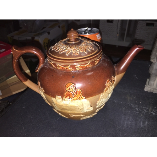 25 - LOVELY  Antique Doulton Lambeth Stoneware Teapot