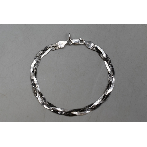 55 - Very Lovely Silver 925 Interwoven Bracelet