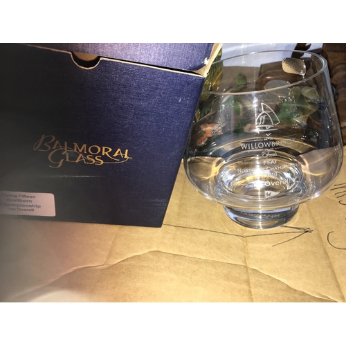 7 - LOVELY SAILING MEMORABILIA  Boxed Balmoral Crystal Trophie Celebrating 2018 FFAI Northern Championsh... 