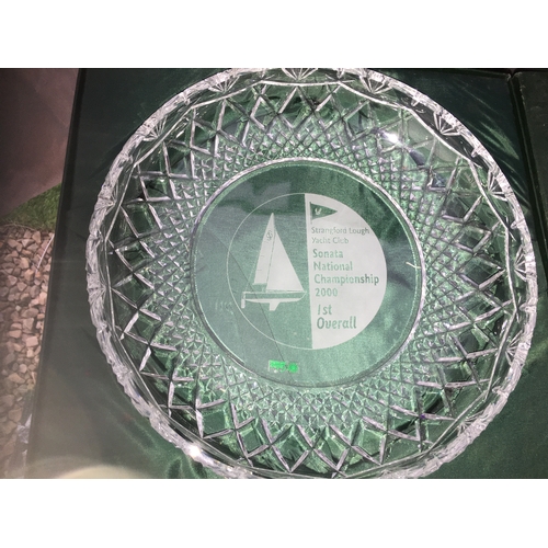 11 - LOVELY SAILING MEMORABILIA  Boxed GALWAY Crystal Trophie Celebrating 2000 Sonata National Championsh... 