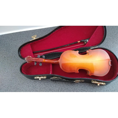 242 - LOVELY Miniature wooden violin in case