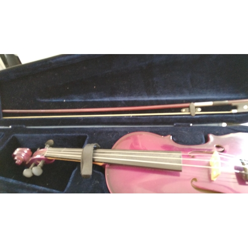 243 - Nice burgundy violin with bow and Lightweight carry case