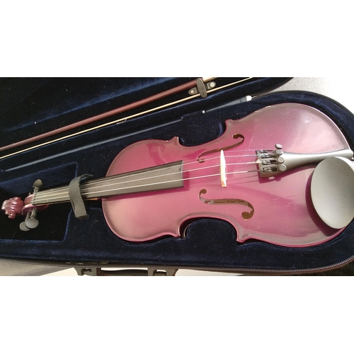 243 - Nice burgundy violin with bow and Lightweight carry case