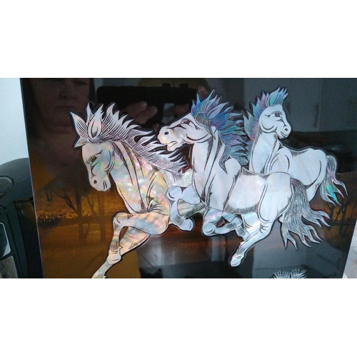 258 - LOVELY ORIENTAL 3D STYLE HORSE PICTURE  60CM TALL BY 30CM WIDE