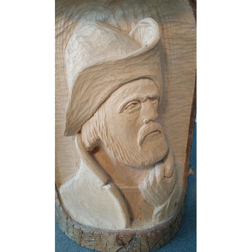 264 - Hand carved stunning signed TREE TRUNK WITH FIGURE