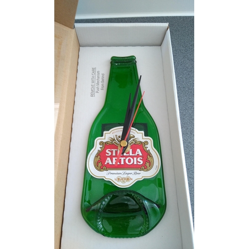 277 - STELLA ARTOIS BOTTLE CLOCK NEW IN BOX