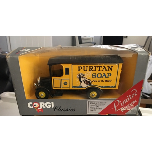 211 - FANTASTIC BOXED CORGI DIECAST  THORNYCROFT VAN PURITON SOAP 1985