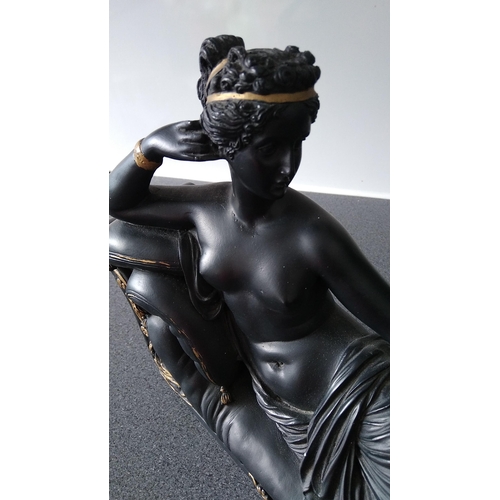 390 - LOVELY ART DEC STYLE RECLINING LADY FIGURINE VERY HEAVY