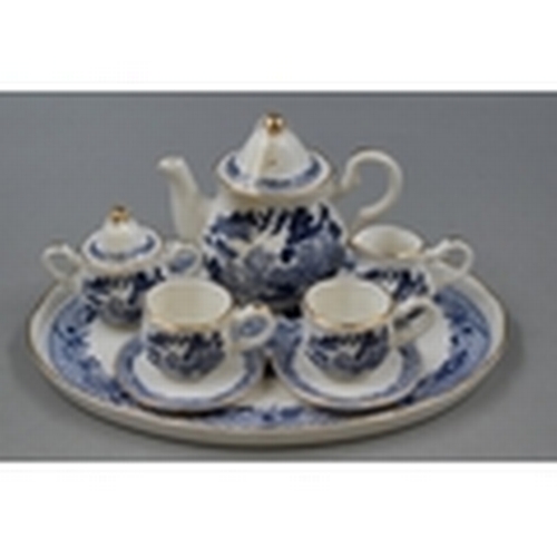 397 - LOVELY Boxed Regal Blue and White Miniature Tea Set.