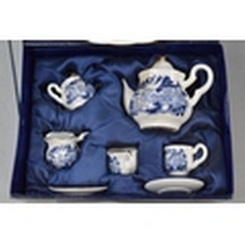 397 - LOVELY Boxed Regal Blue and White Miniature Tea Set.