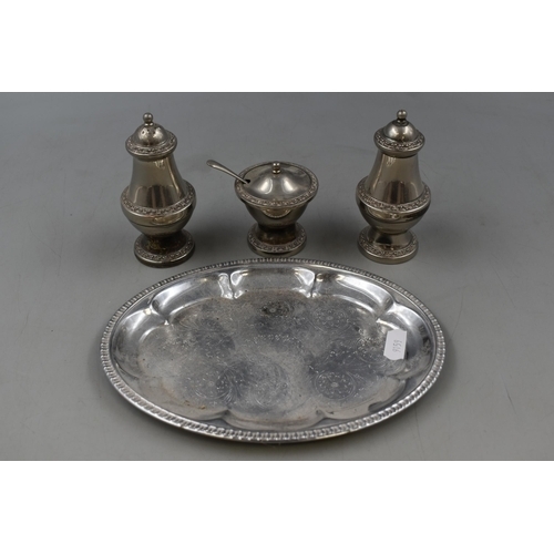 299 - LOVELY Plated Cruet Set With Tray