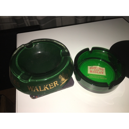 7 - NEWTON & RIDLEY AND WALKER ALES VINTAGE ASH TRAYS