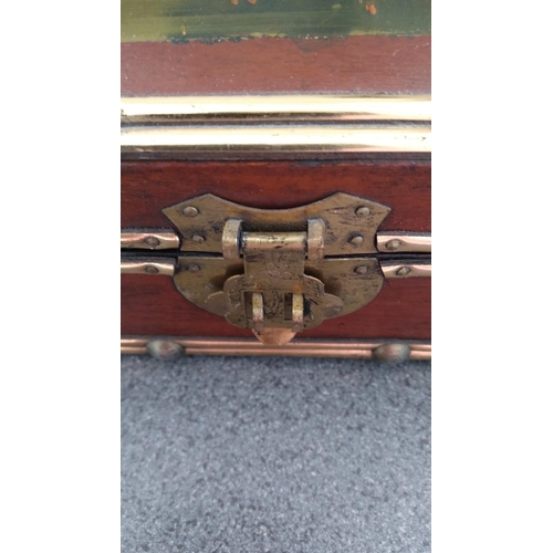 353 - LOVELY BRASS EDGED JEWELLERY BOX