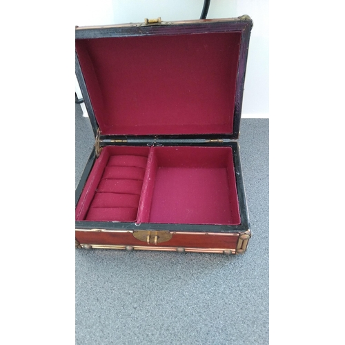 353 - LOVELY BRASS EDGED JEWELLERY BOX