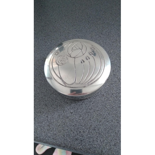 381 - RENNIE MACKINTOSH STYLE METALLIDDED TRINKET BOX