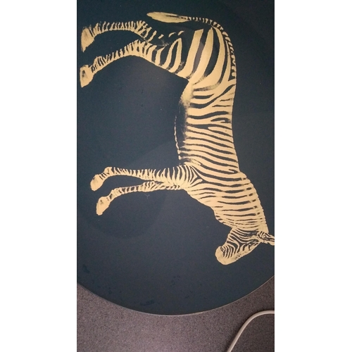 395 - GLASS ZEBRA PLATE 31.5CM