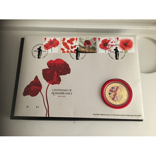 277 - G.B 2019 CERTINARY OF REMEMBRANCE 1919 £5 COIN COVER IN ORIGINAL BOX