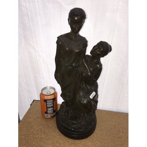 338 - LOVELY VINTAGE TALL BRONZE EFFECT ELEGANT MOTHER AND YOUNG WOMAN FIGURINE 30CM Lovely condition