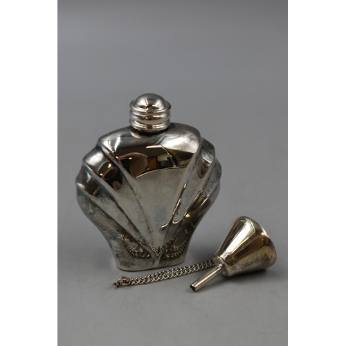 282 - LOVELY Silver Plated Miniature Hip Flask Complete with funnel