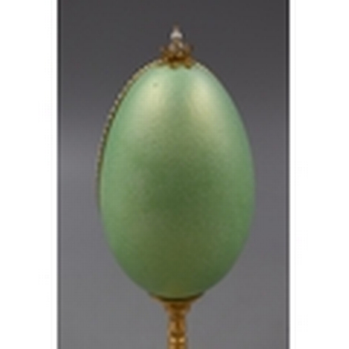 284 - Beautiful Rider and Smart Natural Egg Containing Jewel Tree Standing on Gold Plated Base