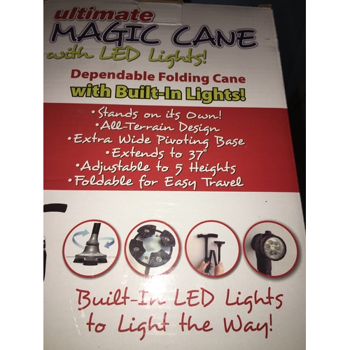 162 - NEW BOXED ULTIMATE MAGIC CANE WITH BUILT IN LED LIGHTS. FOLDING WALLKING CANE