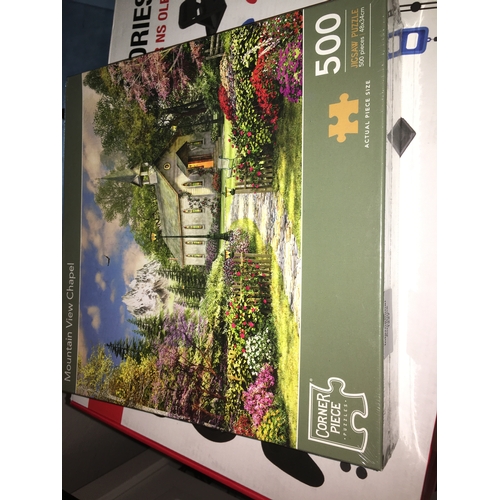 128 - New Sealed Corner Piece Puzzles Jigsaw 500 Pieces Premium Quality  ''MOUNTAIN VIEW CHAPEL''