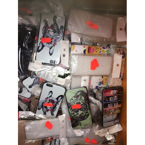 61 - LARGE BOX OF PHONE CASES & COVERS(NEW) roughly 70