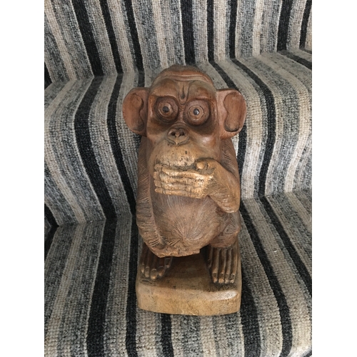 196 - VERY NICE LARGE WOODEN MONKEY