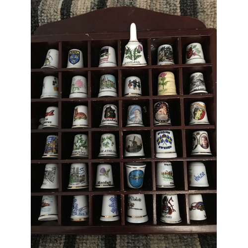 206 - ASSORTMENT OF 36 THIMBLES IN DISPLAT TRAY