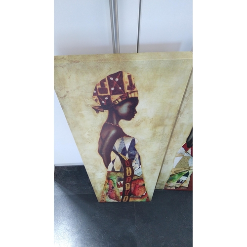 454 - LOVELY SET OF FOUR MATCHING AFRICAN LADY CANVASES