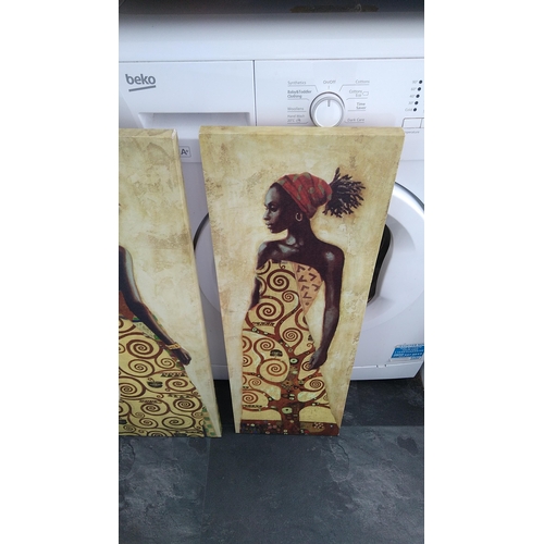 454 - LOVELY SET OF FOUR MATCHING AFRICAN LADY CANVASES