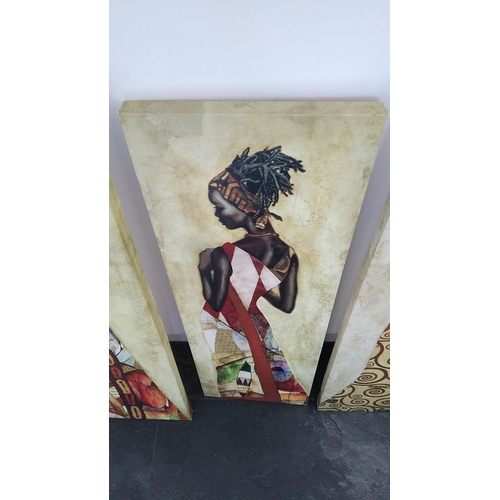 454 - LOVELY SET OF FOUR MATCHING AFRICAN LADY CANVASES