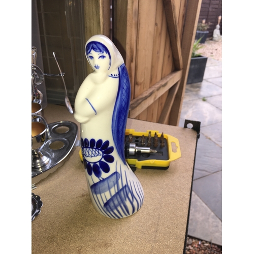 29 - Vintage West German Blue and White figure Marked to Base