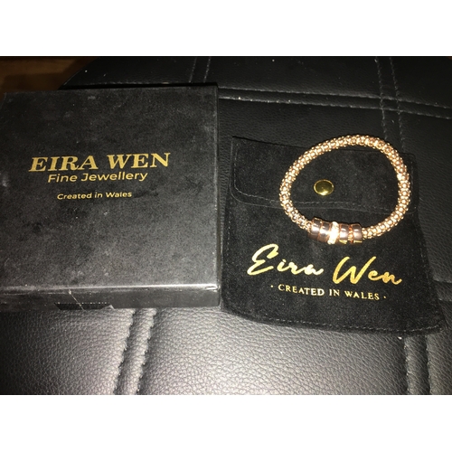 200C - LOVELY BOXED Eira Wen Silver Bangle Swarovski Encrusted Gold Tone