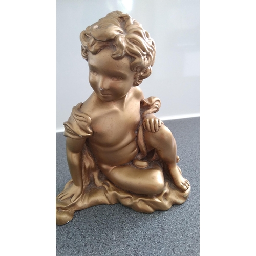 529 - GOLD EFFECT SITTING CHERUB