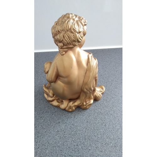 529 - GOLD EFFECT SITTING CHERUB