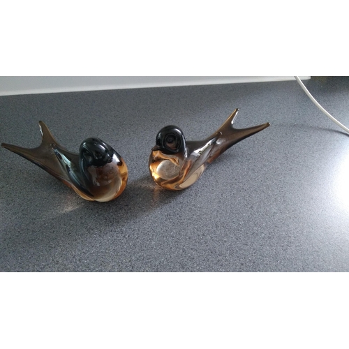 495 - TWO VINTAGE GLASS BIRDS