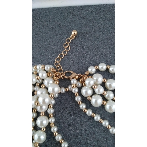 355 - PEARL STYLE CLUSTER NECKLACE