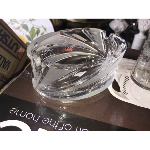 38 - Nice Etched Glass Small Vase and  Frosted Glass Ashtray