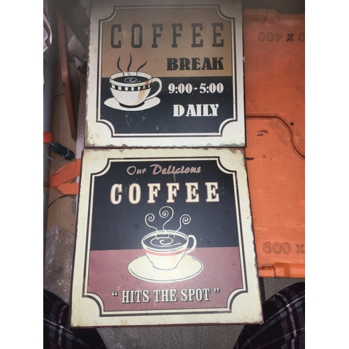 36 - TWO METAL COFFEE SIGNS