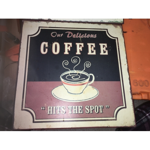 36 - TWO METAL COFFEE SIGNS