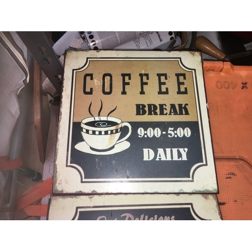 36 - TWO METAL COFFEE SIGNS