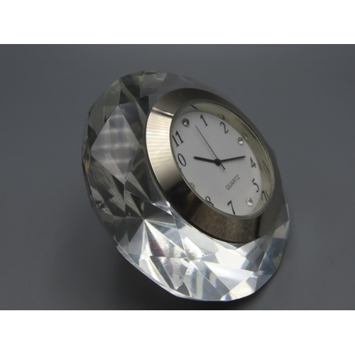 43 - LOVELY Quartz Clock set in a Large Crystal Diamond 4